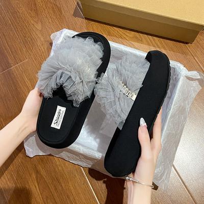 Modieuze mesh slippers met dikke zool, dames 2025 zomer nieuw, Koreaanse versie, zachte zool, lichtgewicht en veelzijdig, eenwoordige slippers ins