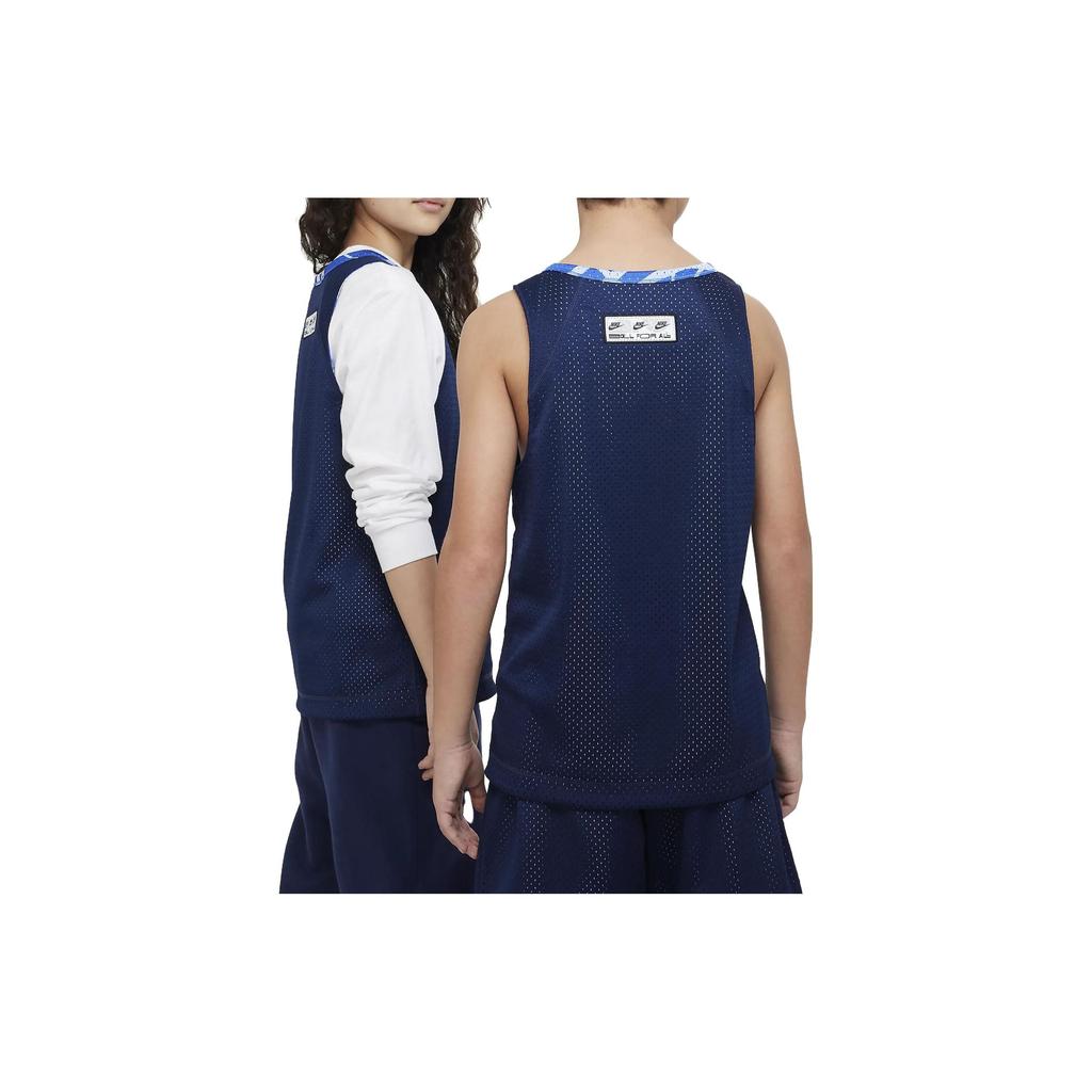 Nike Kids Basketball Jersey Culture Of Basketball Graphic Print Crew Neck Pullover Kids jersey Blue DX5515-410