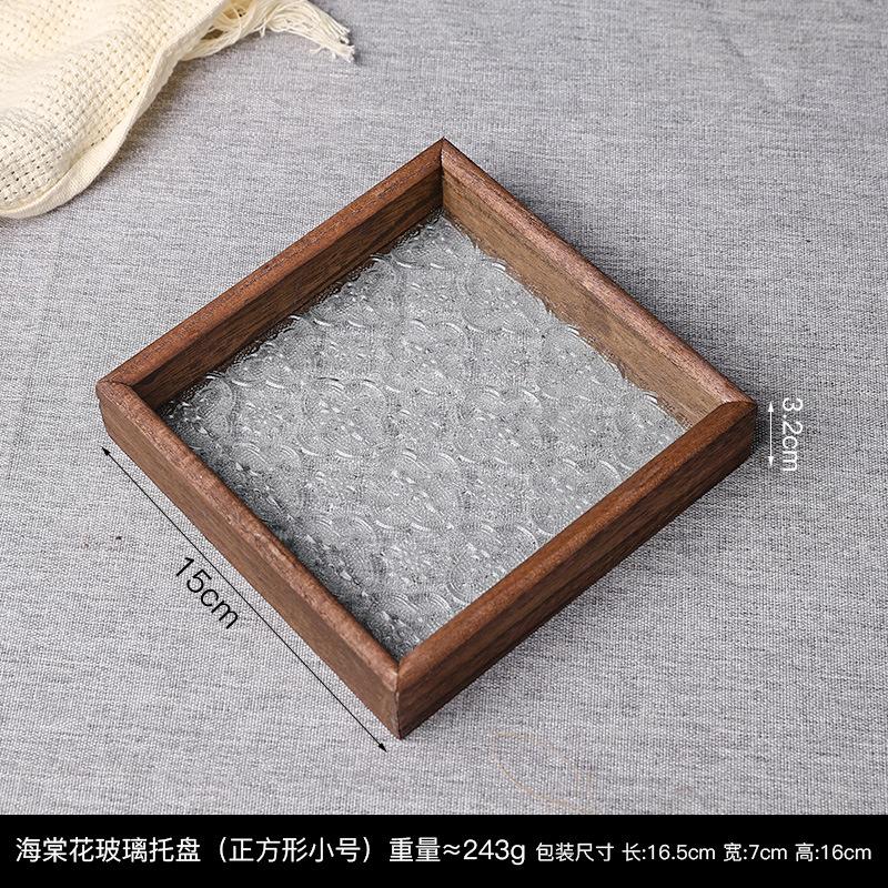 Vintage Haitang Flower Glass Tray Decoration Light Luxury Creative Home Living Room Tea Table Storage Tea Cup Fruit Plate