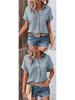 European American Women's Cotton Shirt - 2026 Summer Collection: Solid Color Casual Button-Up