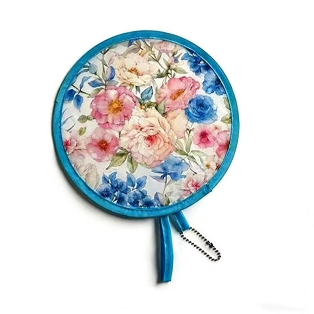 

Portable Summer Handheld Folding Fan Polyester Travel Round Foldable Fan Japanese Oil Painting Mini Folding Fan Men Women