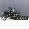 Genuine Leather Gothic Star Rivet Belt – Heavy Duty Double Eyelet American Style Y2K Waistband