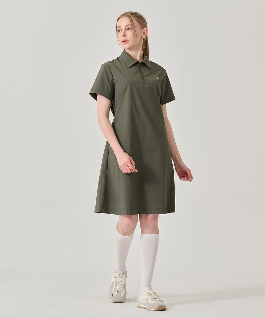 Built Moa Women'S Comfy Half-Zip Collar Dress