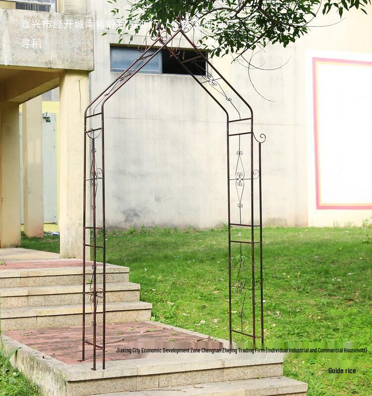 American Wrought Iron Garden Arch Flower Stand & Climbing Frame with Base Tray for Terrace and B&B Decor