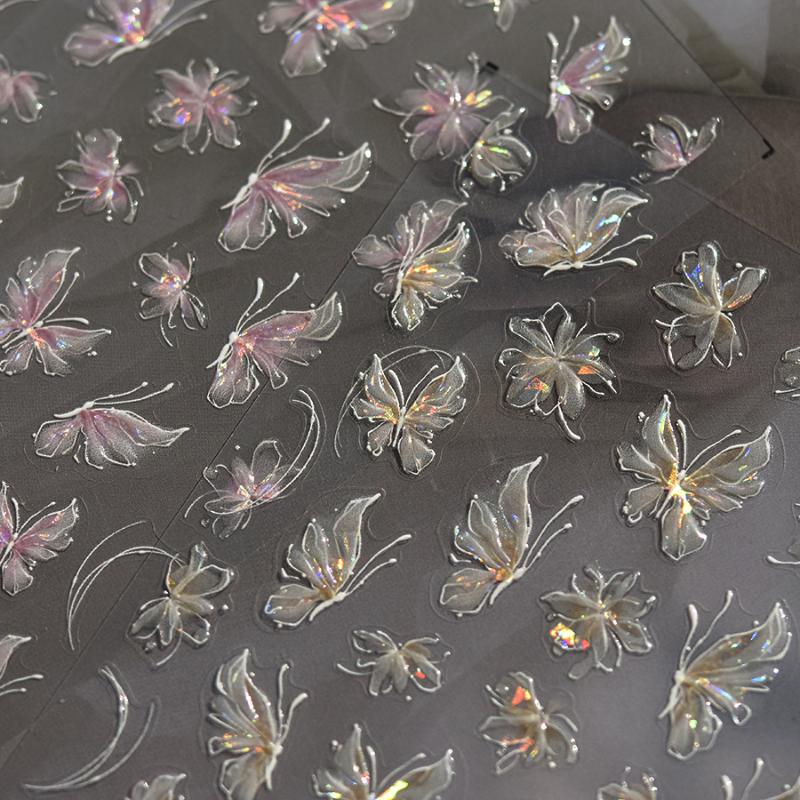 French Jelly Nail Stickers Star Moon Butterfly Pattern Self Adhesive Non Toxic for Girls Nail Art Gifts