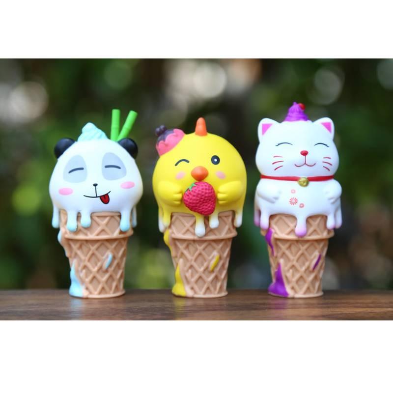 Delightful Ice Cream Animal Collectible Figurines Cute Shiba Inu Rabbit Panda Desk Decor