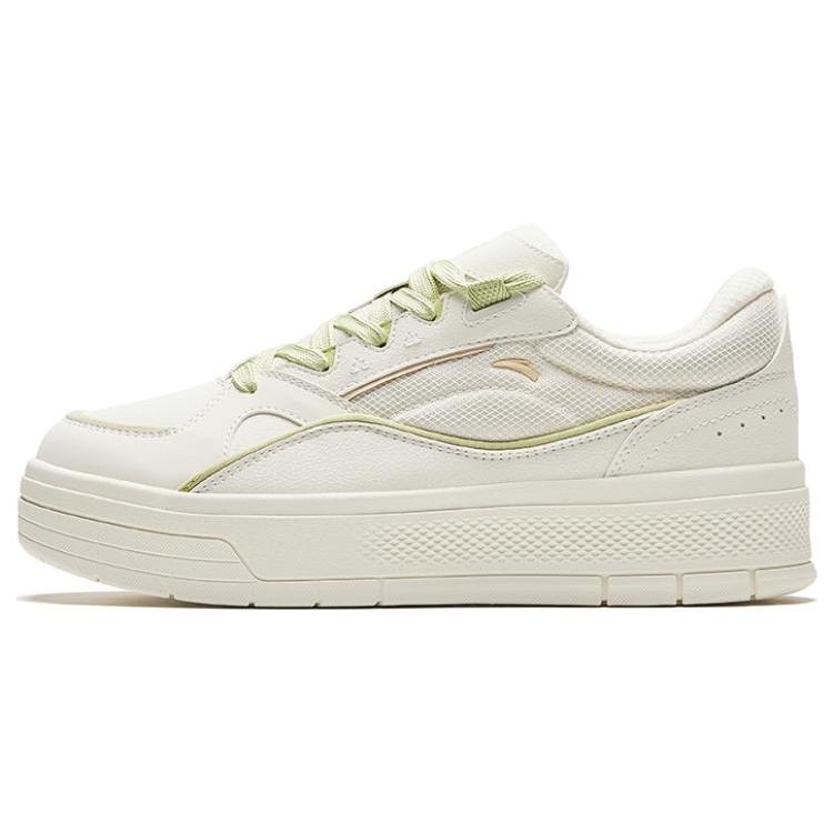 New Anta Gentle Breeze Breathable Coverage Low Top Skateboard Shoes Women's White Green 922418065-3