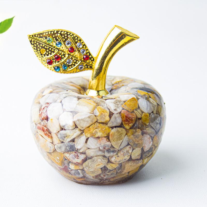 Resin Crystal Apple Figurine For Home Office Decor Gift For Teens Collectors