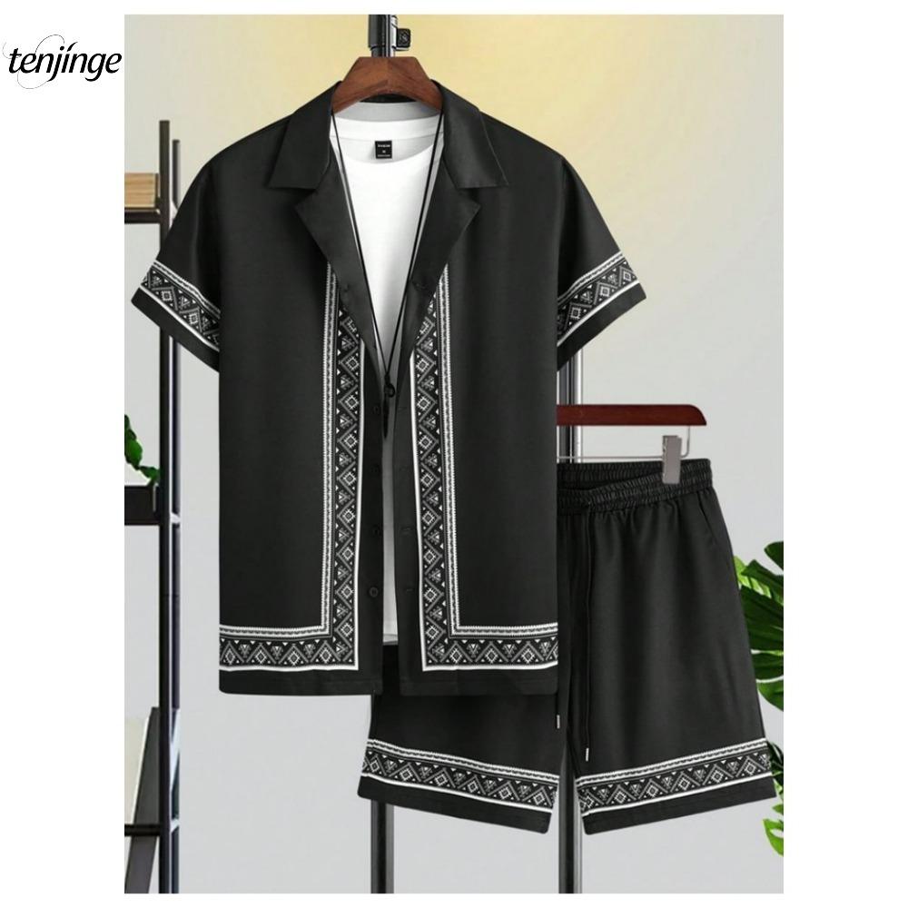 Everyday Fashion Men's Short-sleeved Shirt Summer Short-sleeved Shirt And Beach Shorts Men's Suit Street Casual Y2k Men's Shorts