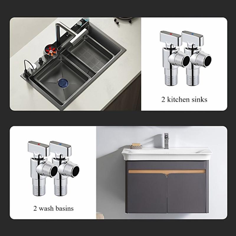 1/2inch Water Shut Off Valves with Handle Universal Water Flows Control Valves Hot/Cold Water Turn Angle Stop Valves