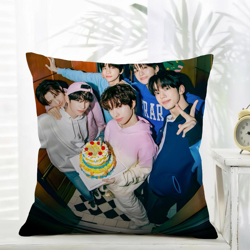 Simple Casual Kpop Idol Fans Gift of TTWS Cushion Cover Daily Washable Linen Pillowcase Soft  for Sofa Bed Home Room Decor