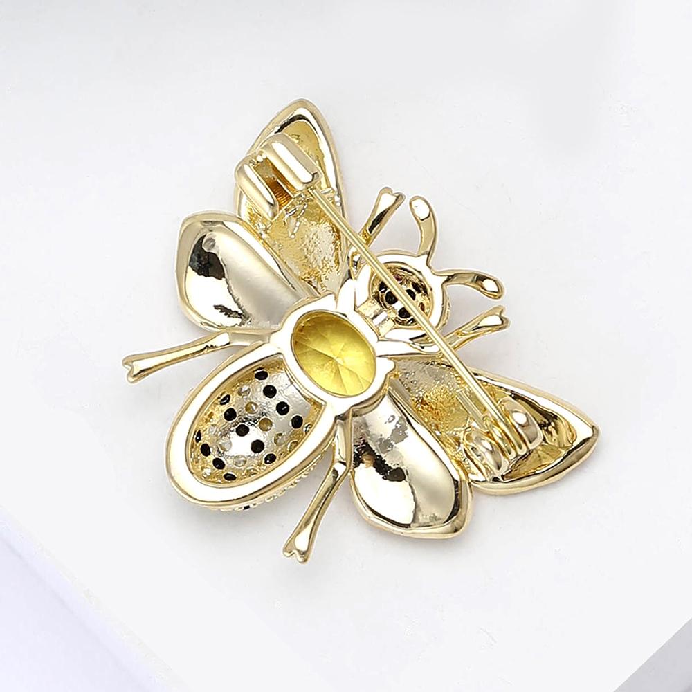 Crystal Honeybee Brooch Pin Rhinestone Bee Brooches Gold Tone Jewelry Gift Party