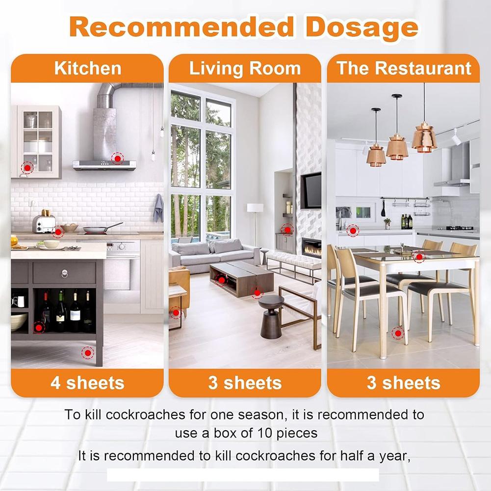 10er Pack Kakerlaken-Köder-Klebefallen Innenbefall-Fallen Klebe-Kakerlakenvernichter Befall Innenbereich Haus Schädlinge Insektenkontrolle