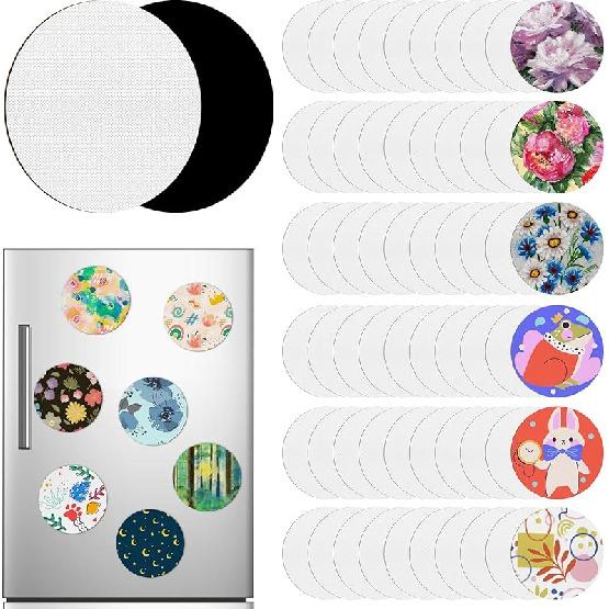 60 шт. Магнитные холстовые панели Мини-холсты для рисования 3 дюйма Маленькие холсты Оптом Мини-холсты DIY Декоративные магниты Картины Поделки для Round Style