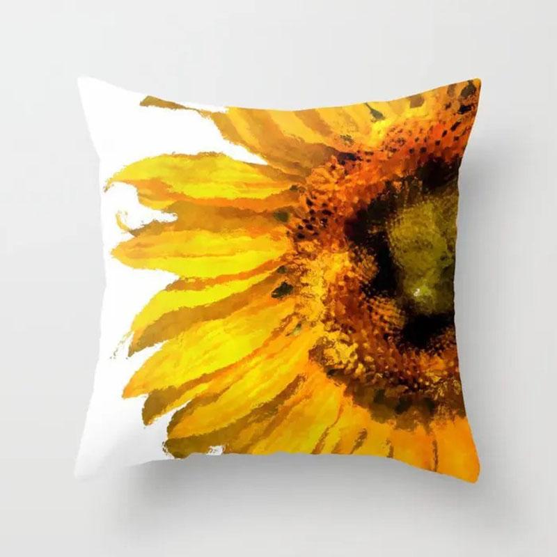 Housse de coussin tournesol jaune Peau de pêche Housse de coussin décorative fleurs champêtres Canapé Salon Décoration de maison Housse de coussin décorative 40X40