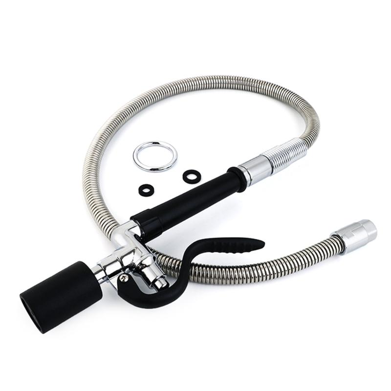 Tuyaux flexibles de 45" avec tête de pulvérisation noire Solution pratique pour les robinets d'évier Convient aux robinets d'évier de cuisine commerciaux