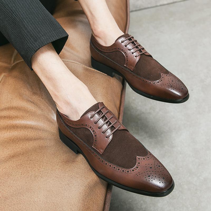 Golden Sapling Wedding Shoes Men Retro Dress Oxfords Leather Men's Casual Business Shoe Formal Flats Leisure Party Derby Flat