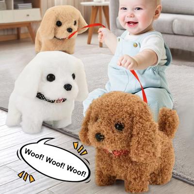 Brinquedo de pelúcia elétrico para cachorro, bebê, barriga, interativo, latindo, rabo, abanando, andando, brinquedo para cachorro