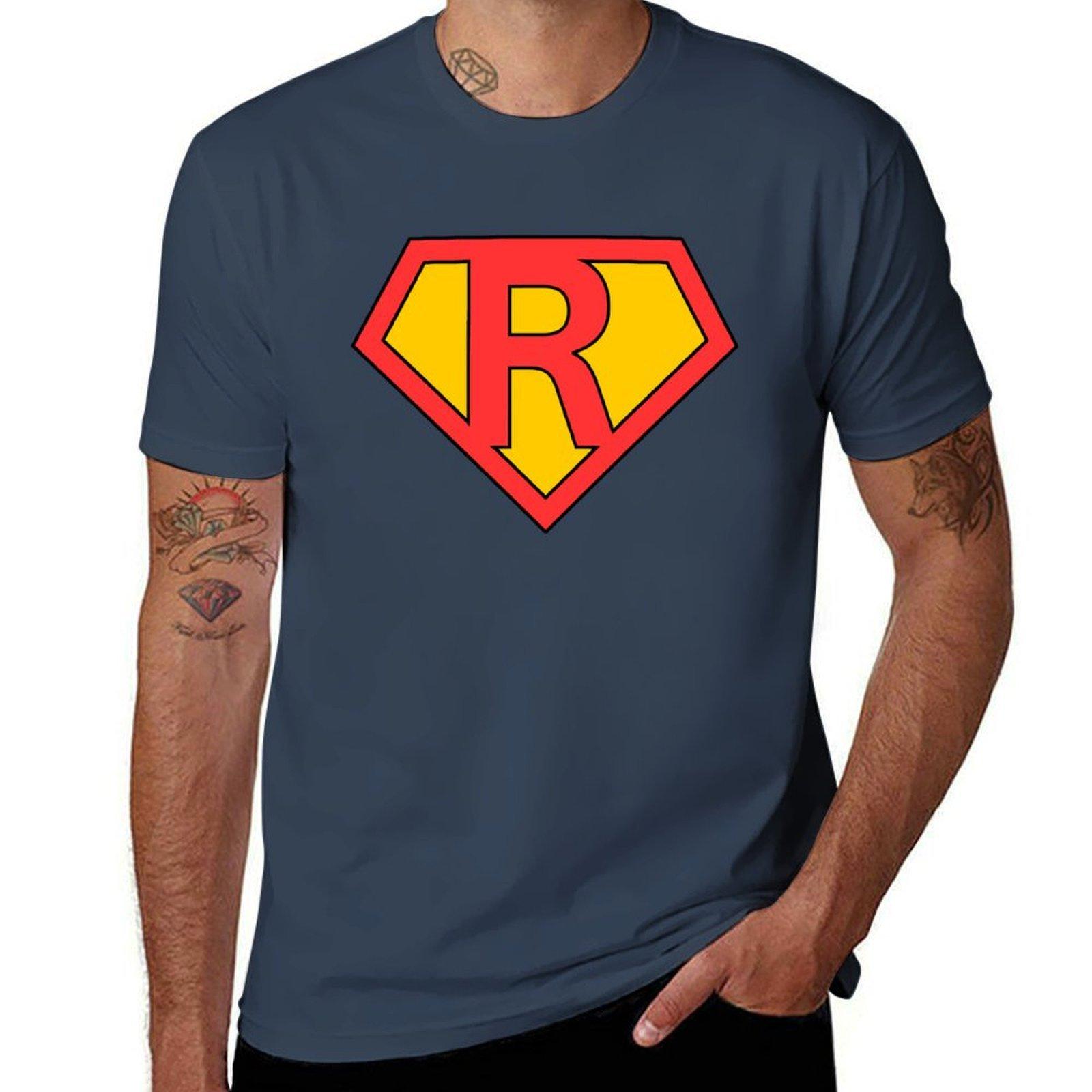 Letter R Super Letter Red And Yellow Tshirt Soft Cotton Print Tshirt S