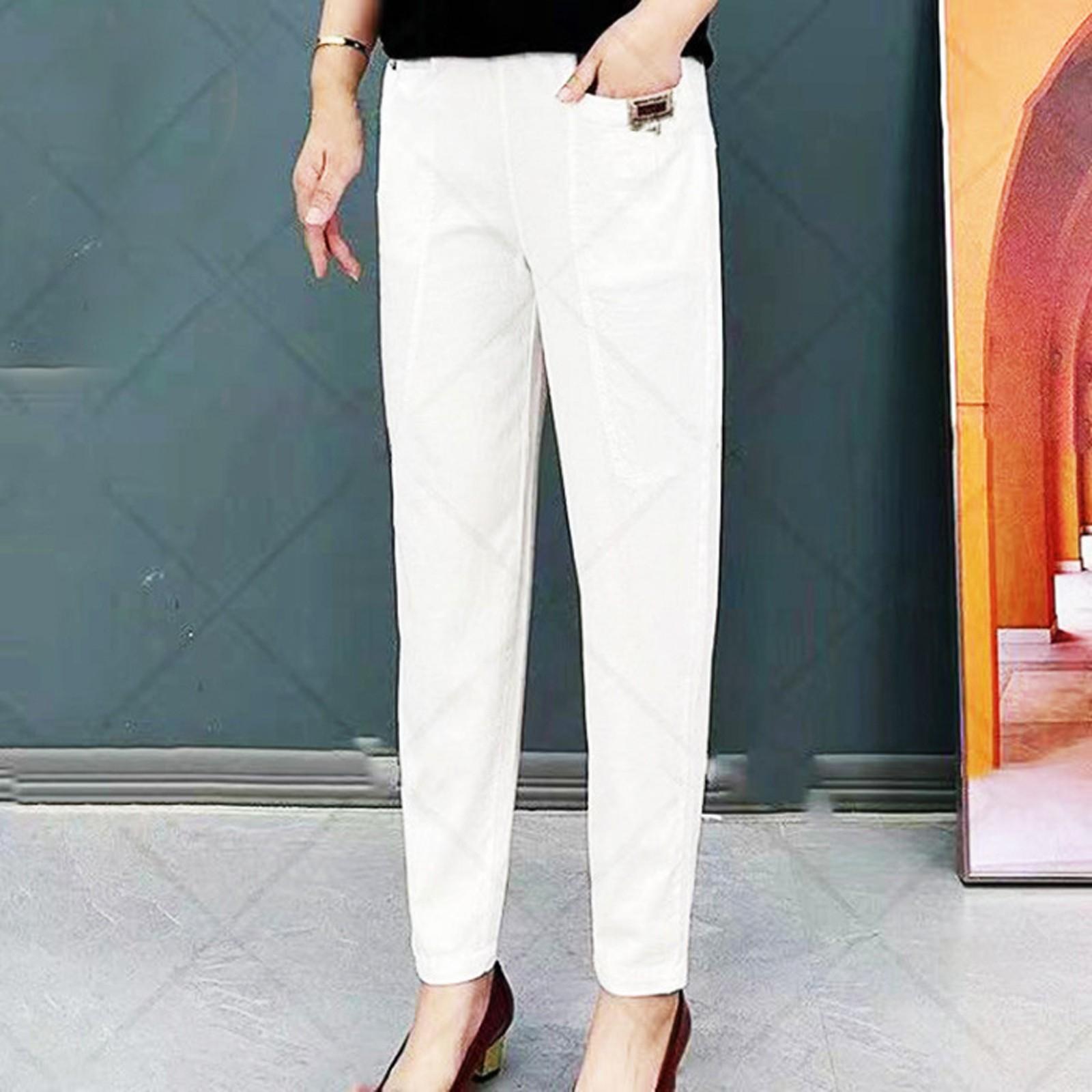 

Жіночі прямі штани Модні повсякденні штани Nine Point Harlan Pants XXXXXXL білий