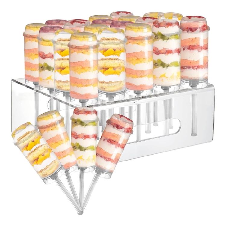 

20 Space Acrylic Treat Stand And 25 Secure Cake Storage Tubes For refrigerated Delicacies 1