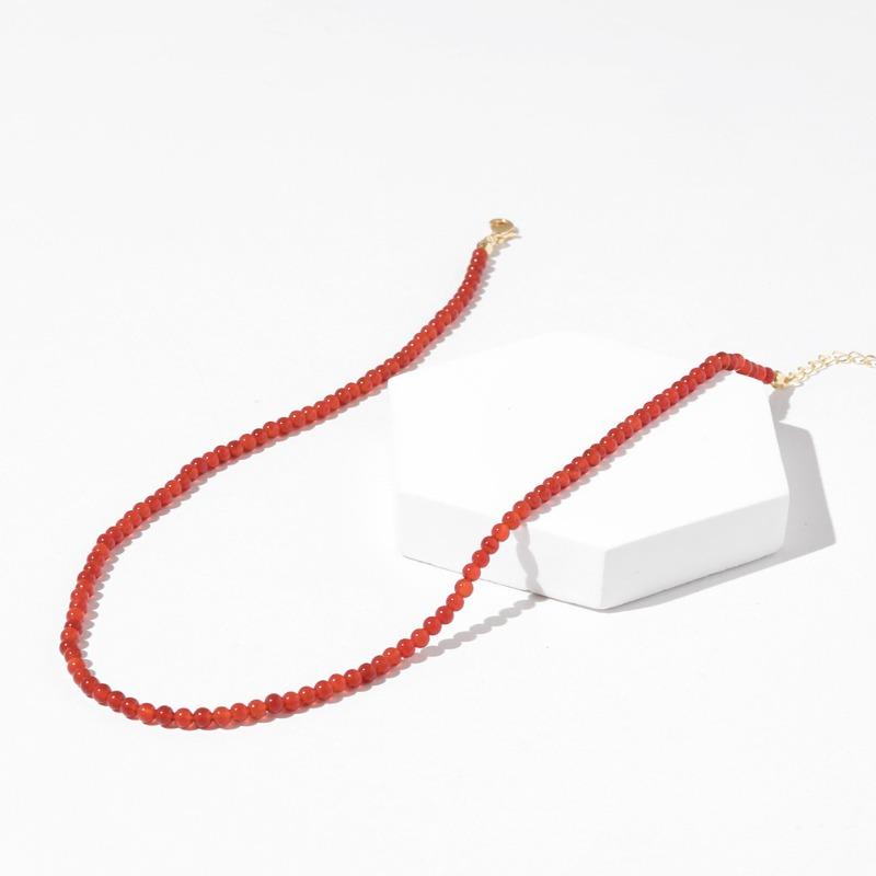 Meier New chinoiserie necklace red agate retrocasualclassy sense collarbone chain eleganceelegant chinese style beaded