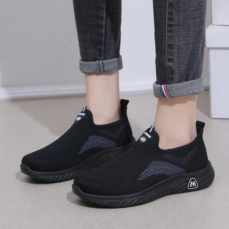 

fashion Women Casual Flats Sneakers Mesh Breathable Loafers Spring Fashion Brand New Walking Running Outdoor Sport Shoes Zapatillas 40 чорний