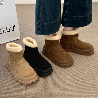 Bottes de neige à semelles épaisses rehaussantes pour femmes, nouvelles chaussures d'hiver en coton thermique empilé et épaissi pour femmes avec bottines courtes