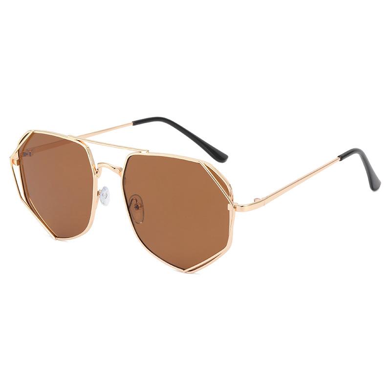 Polygon Shape Vintage Sunglasses for Men Women Double Bridge UV Protection Driving Sun Glasses