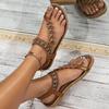 Boho Etniczne Damskie Sandały z Koralikami - Letnia Moda Płaskie Klapki