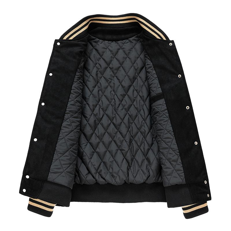 Men Autumn Faux Suede Jacket Baseball Uniform Jacket Coats Men Street Retro Loose Casual Thickened Jacket Fashion Casual Jacket