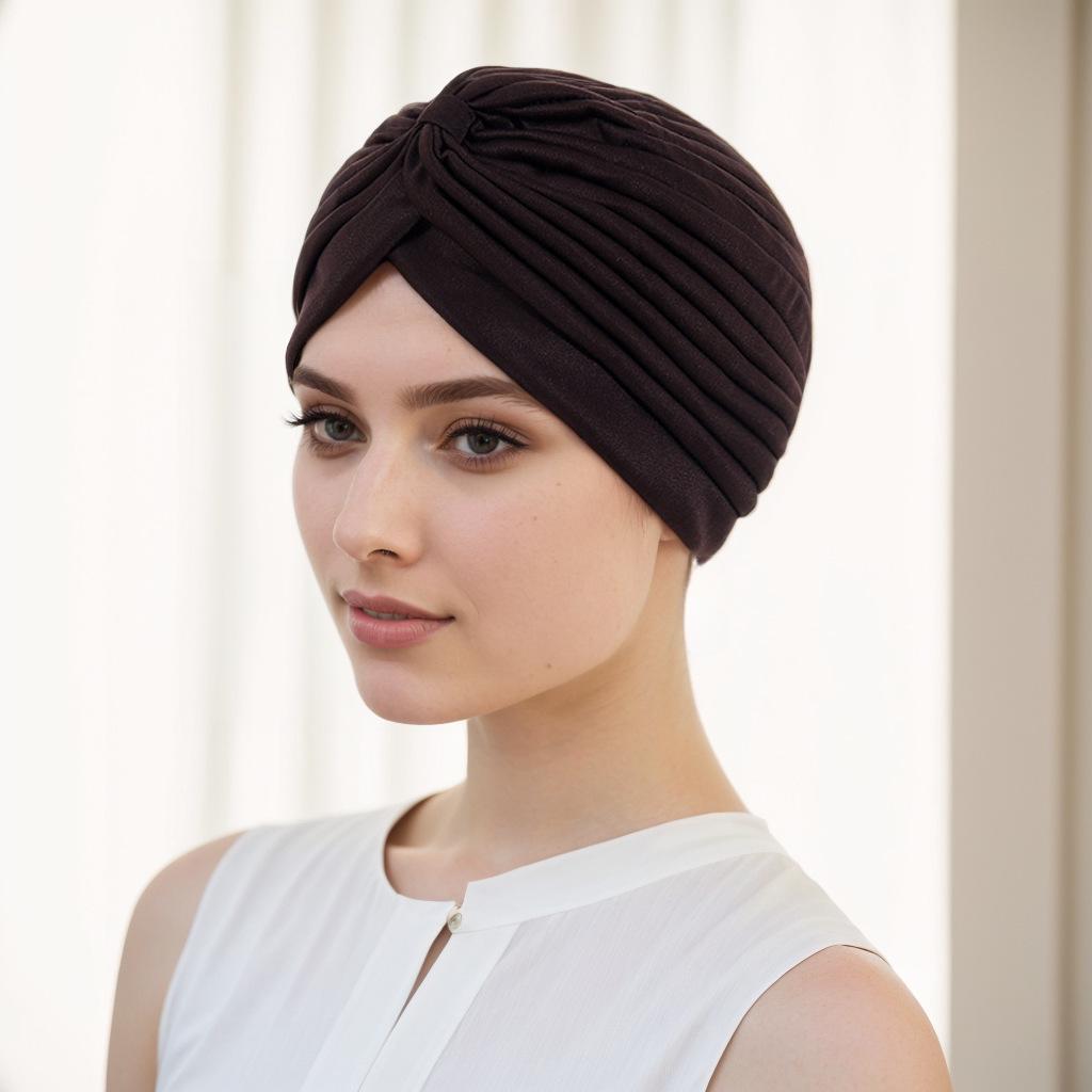 European & American Pleated Hijab and Watermelon Turban