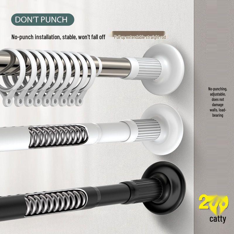 Adjustable No-Punch Telescopic Shower Curtain Rod