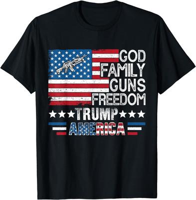 God Family Guns  Freedom Pro Trump 2024 MAGA American Flag Unisex T-Shirt Unisex T-Shirt