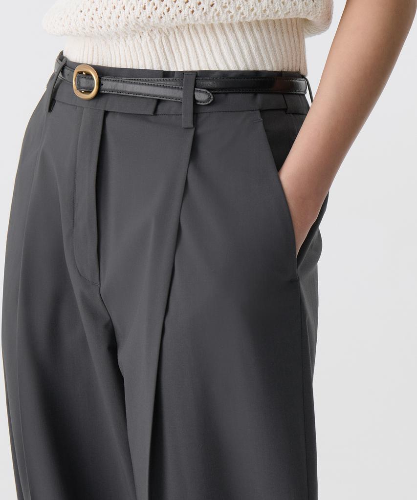 MUSINSA STANDARD WOMAN [Cooltandard] Women'S Low Waist Deep Tuck Wide Hidden Banding Slacks [Gray]