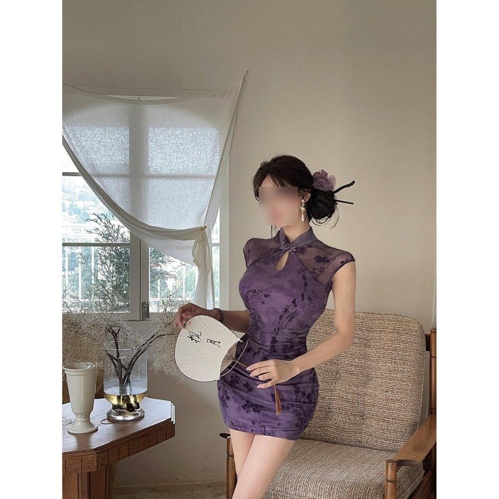 Pure Desire Sexy Light Improved Cheongsam Dress Female Summer Small Slim and Thin Temperament Hip-wrapped Short Skirt Foreign Style