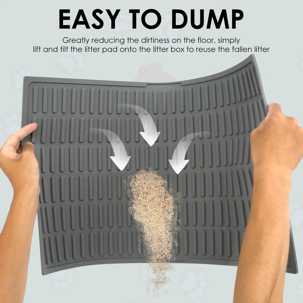 Silicone Cat Litter Mat Waterproof Kitty Litter Trapping Mat Nonslip Single Layer Cat Box Litter Catcher Mat Pet Clean Supplies