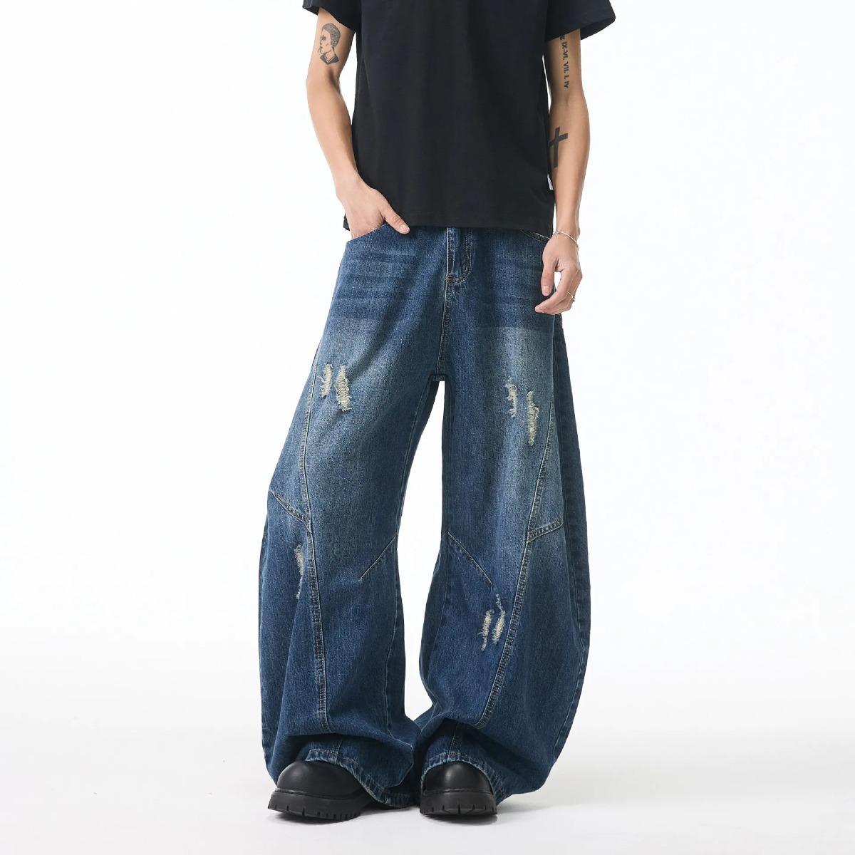 

Мешковатые джинсы Y2K Унисекс Модные Повседневные Джинсовые Брюки Широкого Покроя Качество High Street Американский Стиль Уличная Одежда Брюки Оверсайз XXXL(82.5-90)kg