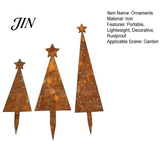 Comfortable Garden Accents 3 Pcs Christmas Tree Metal Ornament Set, Star-Topped Yard Decorations, Rustproof Durable Ornaments Lightweight Holiday