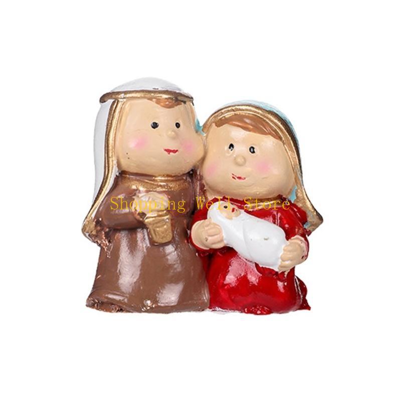 KX4B Handcraft Resin Nativity Scene Figurine Holy Family Statue For Christmas Decors