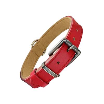 Beanspet Basic Belt-Type Dog Collar, Thick Genuine Leather, Classic Leather Collar (XL, Red)