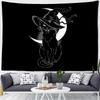 Black Cat Psychedelic Tapestry Wall Hanging Bohemian Witchcraft Decor for Dormitory Bedroom Home Decorative Mattress Cover