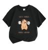 Kids Boys Girls 100% Cotton Crew Neck Short Sleeve T-Shirt, Cute Cartoon Capybara Lift First Chill Later Graphic Casual Summer Workout Fitness Funny T