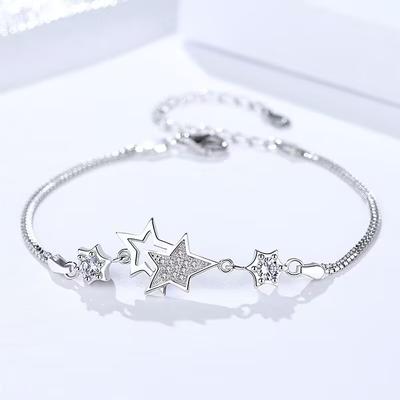 Charm 925 Sterling Silver Bracelet Star Women 'S Valentine 'S Day Cubic Zircon Bracelet Wedding Love Jewelry Wedding Party Gift