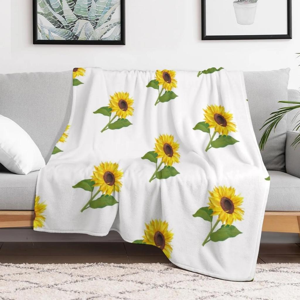 Sunflower Throw Blanket Stain Resistant Cozy Warm Blanket