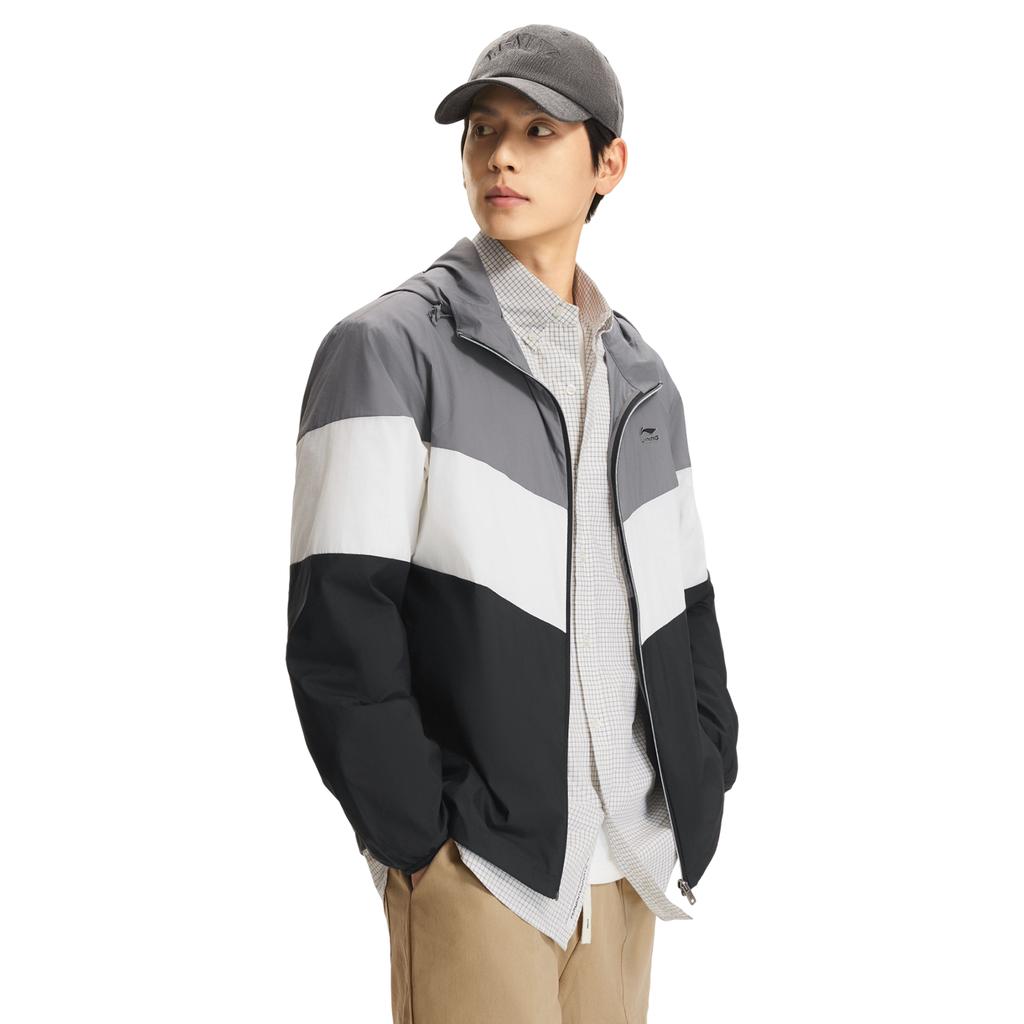 Li Ning Sports Lifestyle Series Simple Loose Hooded Casual Zipper Windbreaker Men outerwear AFDW973-3
