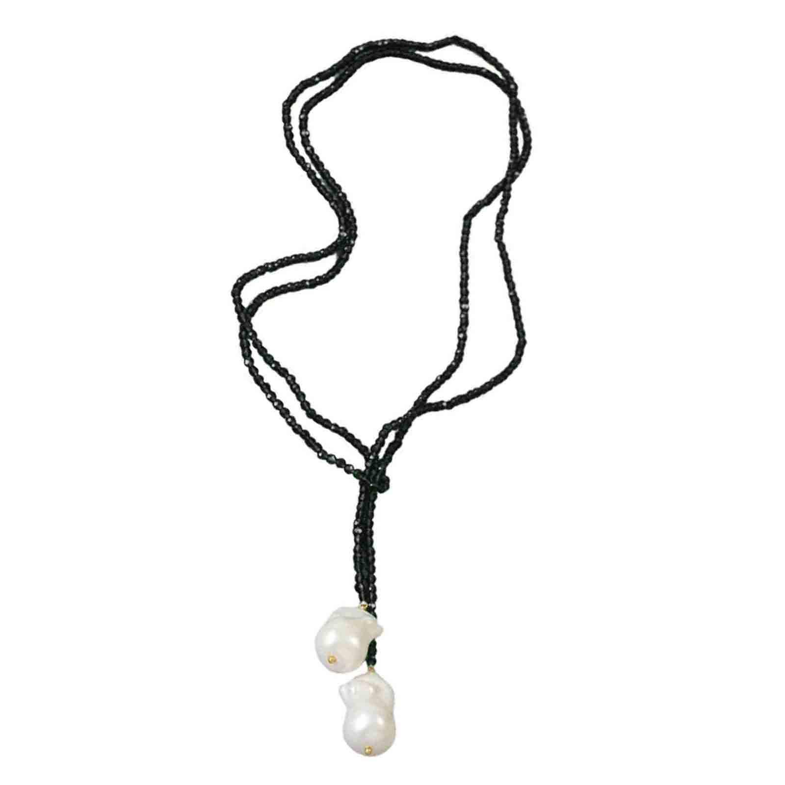 

Элегантное длинное регулируемое колье из барочного жемчуга и кристаллов для женщин, модная бисерная цепочка на шею, украшения ручной работы чёрный