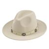 Unisex Felt Denim Wide Brim Hat With Leather Flower Print Belt Festive Occasions