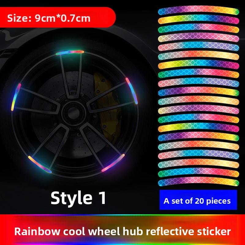 Car Universal Wheel Hub Reflective Stripes Safety Opening Warning Sticker Tape Auto Warning Reflective Tape Exterior Accessorie