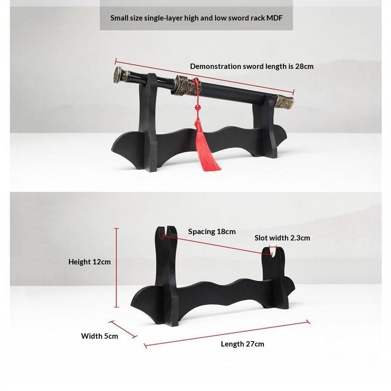 Black Wooden Mini Sword Knife Stand Stable Non Slip Base For Displaying Small Samurai Swords Collectibles On Home Desktop